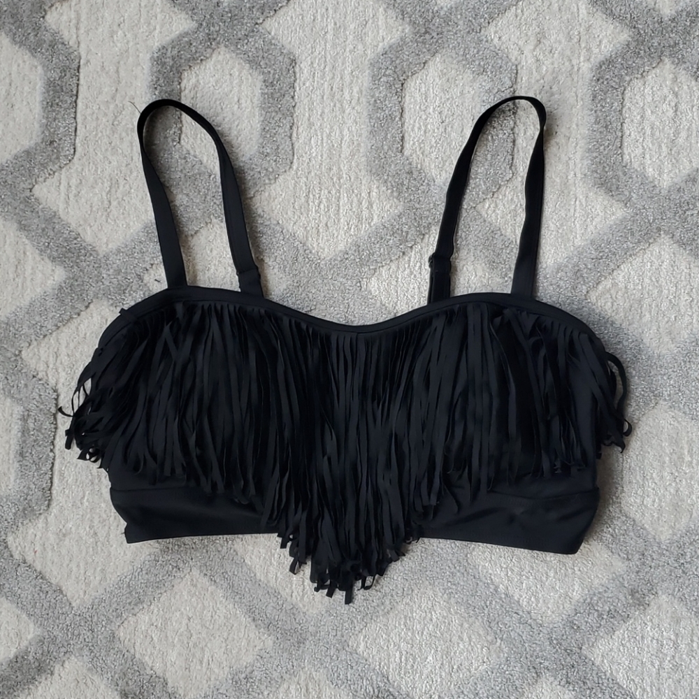 Torrid Swim Top black fringe aize 1